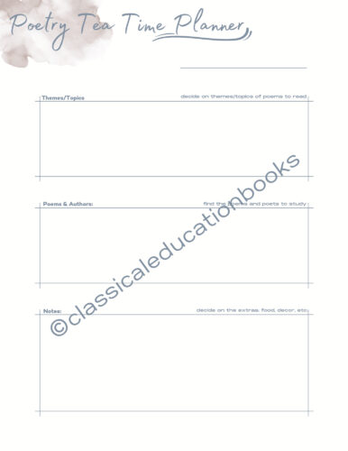 Poetry Tea Time Planner - Free Digital Download