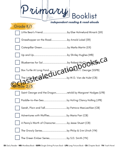 Primary Booklist - Free Digital Download